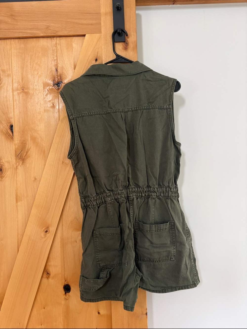 Sleeveless Utility Romper in Olive Green - Picture 2 of 2